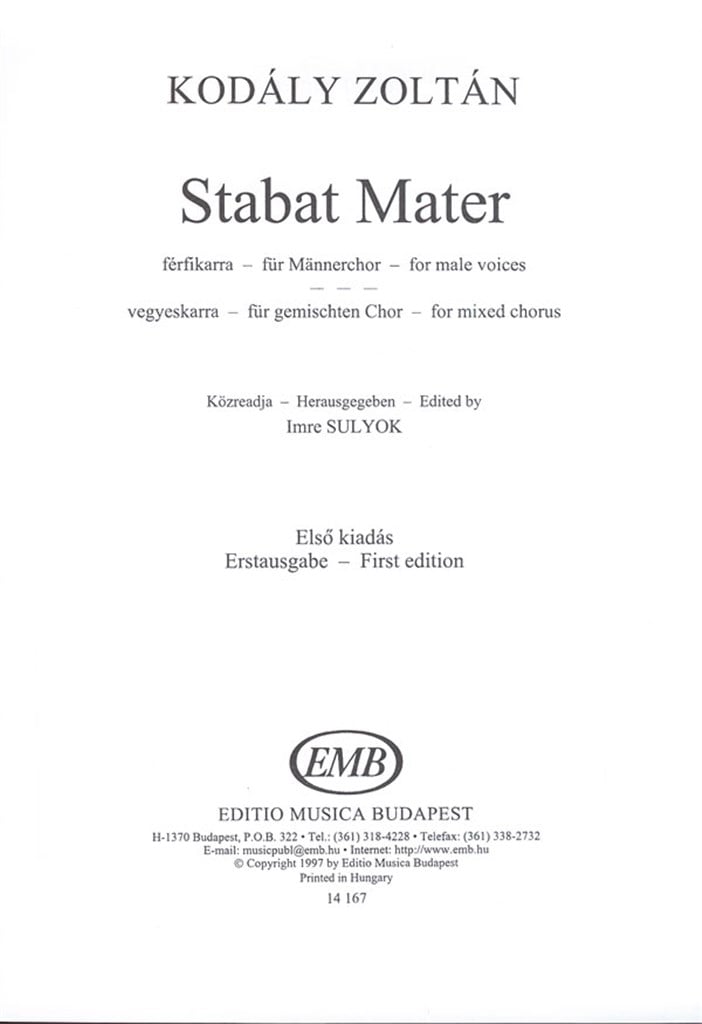 Stabat Mater für Mannerchor - für gemischten Cho